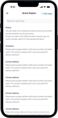Quick replies interface